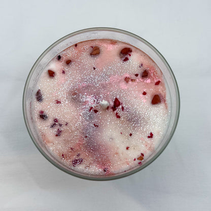 Close-up of Rooted in Harvest fall candle showing natural ingredients and spiritual intention