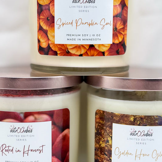 Autumn Alchemy limited edition fall candle collection bundle with three 10oz soy candles