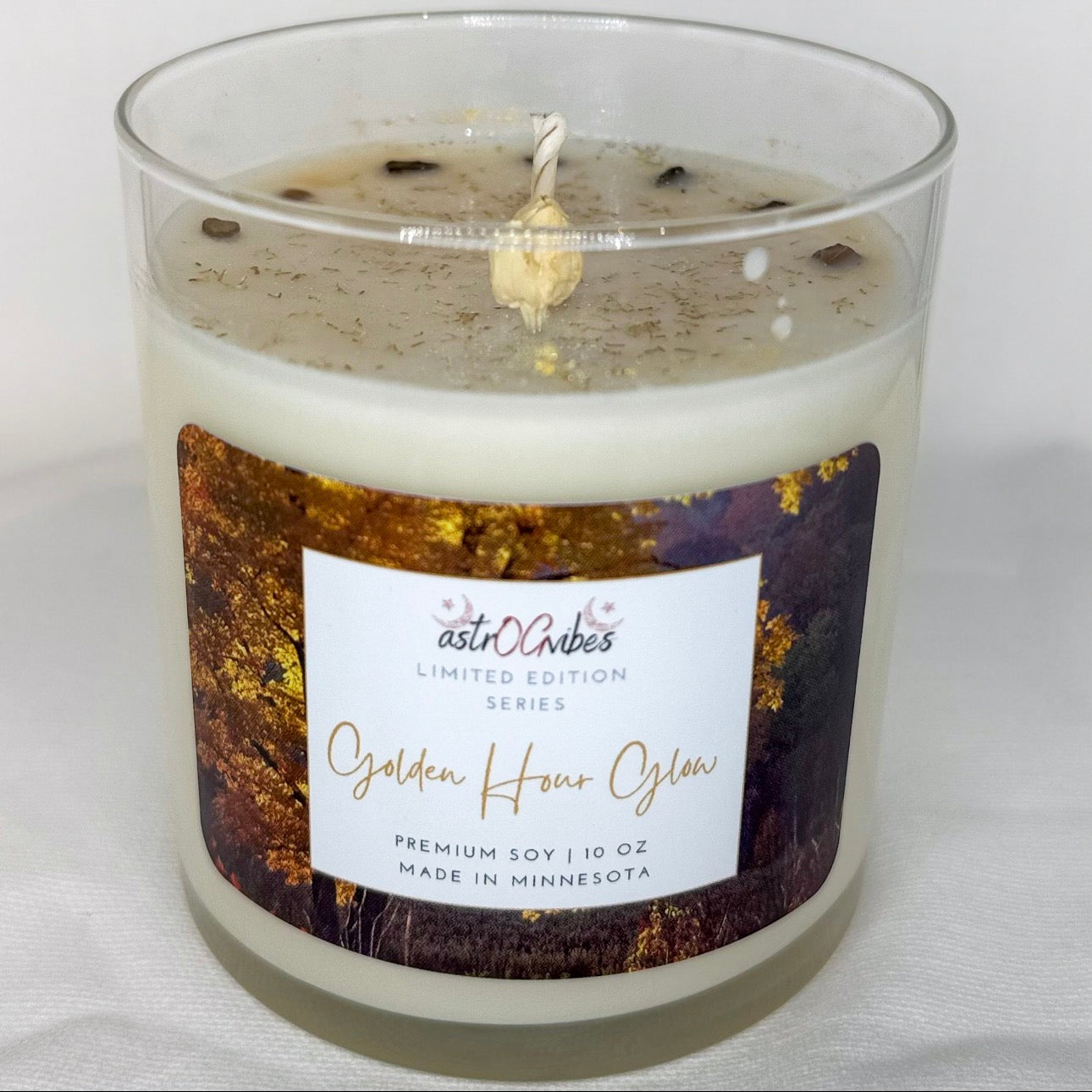 Golden Hour Glow autumn candle with eco-friendly wick and phthalate-free fragrance